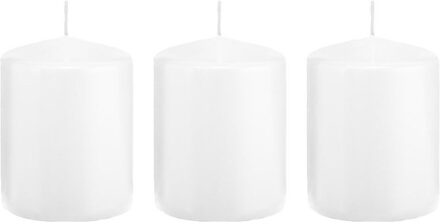 Trend Candles Cilinderkaars/stompkaars - 3x - wit - 6 x 8 cm - 29 branduren