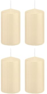 Trend Candles Cilinderkaars/stompkaars - 4x - cremewit - 5 x 10 cm - 23 branduren