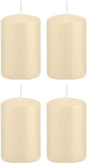 Trend Candles Cilinderkaars/stompkaars - 4x - cremewit - 5 x 8 cm - 18 branduren