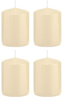 Trend Candles Cilinderkaars/stompkaars - 4x - cremewit - 6 x 8 cm - 29 branduren