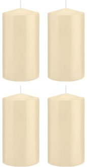 Trend Candles Cilinderkaars/stompkaars - 4x - cremewit - 8 x 15 cm - 69 branduren