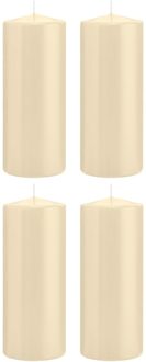Trend Candles Cilinderkaars/stompkaars - 4x - cremewit - 8 x 20 cm - 119 branduren
