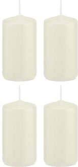 Trend Candles Cilinderkaars/stompkaars - 4x - ivoorwit - 5 x 10 cm - 23 branduren