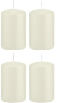 Trend Candles Cilinderkaars/stompkaars - 4x - ivoorwit - 5 x 8 cm - 18 branduren