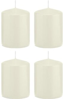 Trend Candles Cilinderkaars/stompkaars - 4x - ivoorwit - 6 x 8 cm - 29 branduren