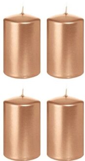 Trend Candles Cilinderkaars/stompkaars - 4x - ros?goud - 5 x 8 cm - 18 branduren