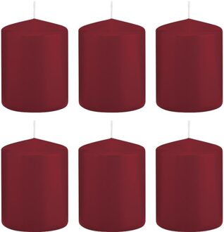 Trend Candles Cilinderkaars/stompkaars - 6x - bordeauxrood - 6 x 8 cm - 29 branduren