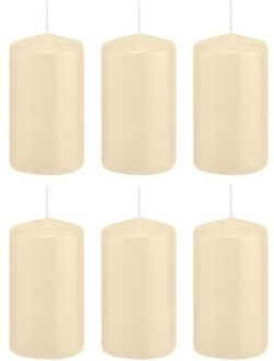 Trend Candles Cilinderkaars/stompkaars - 6x - cremewit - 5 x 10 cm - 23 branduren