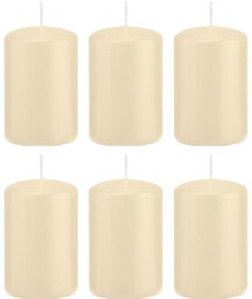 Trend Candles Cilinderkaars/stompkaars - 6x - cremewit - 5 x 8 cm - 18 branduren