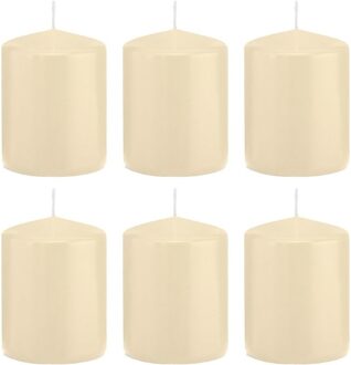 Trend Candles Cilinderkaars/stompkaars - 6x - cremewit - 6 x 8 cm - 29 branduren