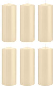 Trend Candles Cilinderkaars/stompkaars - 6x - cremewit - 8 x 20 cm - 119 branduren