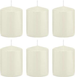 Trend Candles Cilinderkaars/stompkaars - 6x - ivoorwit - 6 x 8 cm - 29 branduren