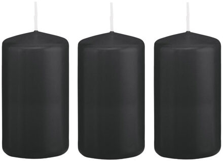 Trend Candles Cilinderkaars/stompkaars - 6x - zwart - 6 x 12 cm - 40 branduren