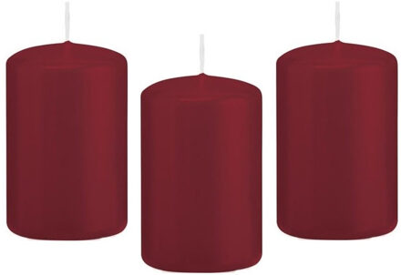 Trend Candles Cilinderkaars/stompkaars - 8x - bordeauxrood - 5 x 8 cm - 18 branduren