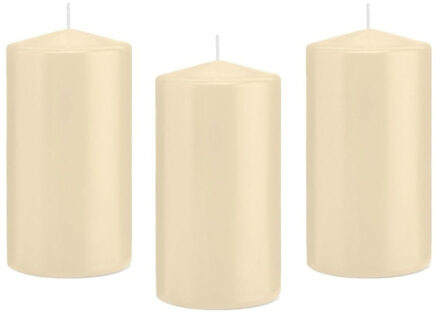 Trend Candles Cilinderkaars/stompkaars - 8x - cremewit - 8 x 15 cm - 69 branduren