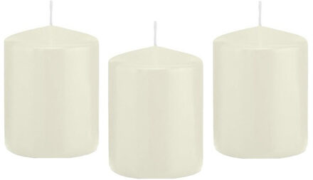 Trend Candles Cilinderkaars/stompkaars - 8x - ivoorwit - 6 x 8 cm - 29 branduren