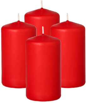 Trend Candles Cilinderkaars/stompkaars - 8x - rood - 5 x 10 cm - 23 branduren