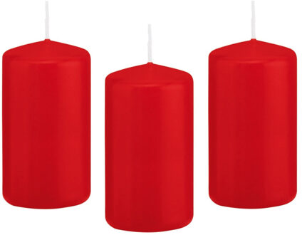 Trend Candles Cilinderkaars/stompkaars - 8x - rood - 6 x 12 cm - 40 branduren