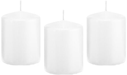Trend Candles Cilinderkaars/stompkaars - 8x - wit - 6 x 8 cm - 29 branduren