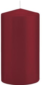 Trend Candles Cilinderkaars/stompkaars - bordeauxrood - 8 x 15 cm - 69 branduren Bordeaux rood