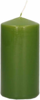 Trend Candles Cilinderkaars/stompkaars - olijfgroen - 5 x 10 cm - 23 branduren