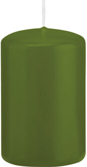 Trend Candles Cilinderkaars/stompkaars - olijfgroen - 5 x 8 cm - 18 branduren