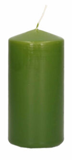 Trend Candles Cilinderkaars/stompkaars - olijfgroen - 6 x 12 cm - 40 branduren
