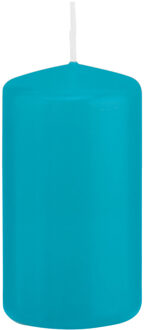 Trend Candles Cilinderkaars/stompkaars - turquoise - 5 x 10 cm - 23 branduren