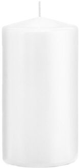Trend Candles Cilinderkaars/stompkaars - wit - 8 x 15 cm - 69 branduren