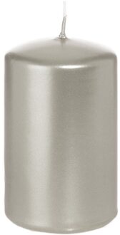 Trend Candles Cilinderkaars/stompkaars - zilver - 5 x 8 cm - 18 branduren