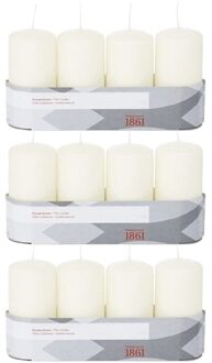 Trend Candles Cilinderkaarsen - 12x - ivoor wit - 5 x 10 cm - 18 branduren - geurloos - kaarsen