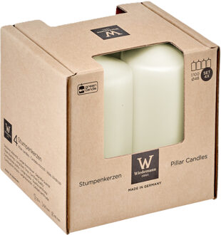 Trend Candles Cilinderkaarsen - 4x - ivoor wit - 5 x 10 cm - 18 branduren - geurloos - kaarsen