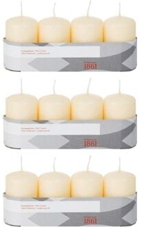 Trend Candles Cilinderkaarsen/stompkaarsen - set 12x - creme wit - 5 x 8 cm - 18 branduren