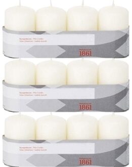Trend Candles Cilinderkaarsen/stompkaarsen - set 12x - ivoorwit - 5 x 8 cm - 18 branduren