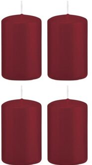 Trend Candles Cilinderkaarsen/stompkaarsen - set 16x - bordeauxrood - 5 x 8 cm - 18 branduren