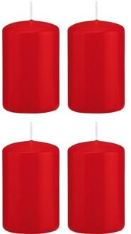 Trend Candles Cilinderkaarsen/stompkaarsen - set 20x - rood - 5 x 8 cm - 18 branduren