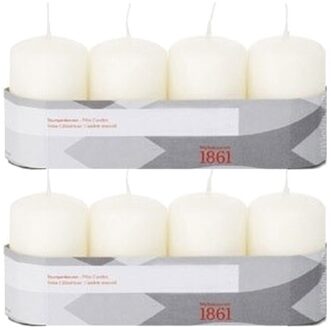 Trend Candles Cilinderkaarsen/stompkaarsen - set 8x - ivoorwit - 5 x 8 cm - 18 branduren