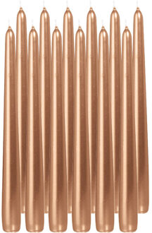Trend Candles Dinerkaarsen/kandelaarkaarsen Cello - 12x stuks - ros? goud - Gotisch - 25 cm Rose goud