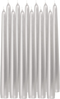 Trend Candles Dinerkaarsen/kandelaarkaarsen Cello - 12x stuks - zilver - Gotisch - 25 cm