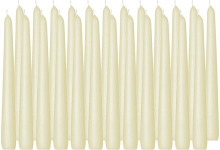 Trend Candles Dinerkaarsen/kandelaarkaarsen Cello - 24x stuks - ivoorwit - Gotisch - 25 cm