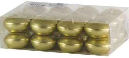 Trend Candles Drijfkaarsen - 24x - goud - 4,5 cm - 4 branduren Goudkleurig
