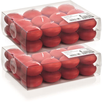 Trend Candles Drijfkaarsen - 48x - rood - 4,5 cm - 4 branduren