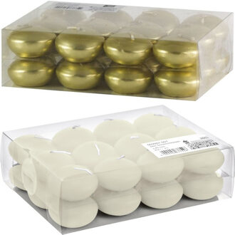 Trend Candles Drijfkaarsen pakket van 48 stuks goud en ivoor wit