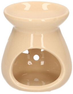 Trend Candles Geurbrander voor amberblokjes/geurolie/waxmelts - keramiek - beige - 7 x 8 cm - Geurbranders