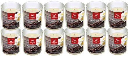 Trend Candles Geurkaars - 12x - in glas - Anti tabac aroma - 25 branduren - 7 x 8 cm