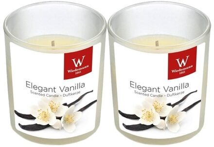 Trend Candles Geurkaars - 2x - in glas - Vanille aroma - 25 branduren - 7 x 8 cm