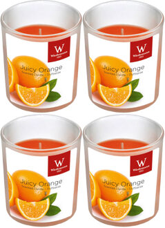 Trend Candles Geurkaars - 6x - in glas - Sinaasappel aroma - 25 branduren - 7 x 8 cm