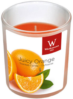 Trend Candles Geurkaars - in glas - Sinaasappel aroma - 25 branduren - 7 x 8 cm Oranje