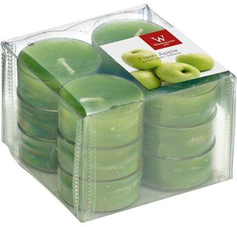 Trend Candles Geurtheelichtjes/waxinelichtjes - 12x - appel geur - 4 branduren Groen