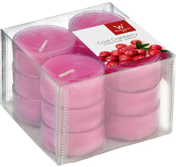 Trend Candles Geurtheelichtjes/waxinelichtjes - 12x - cranberry geur - 4 branduren Roze